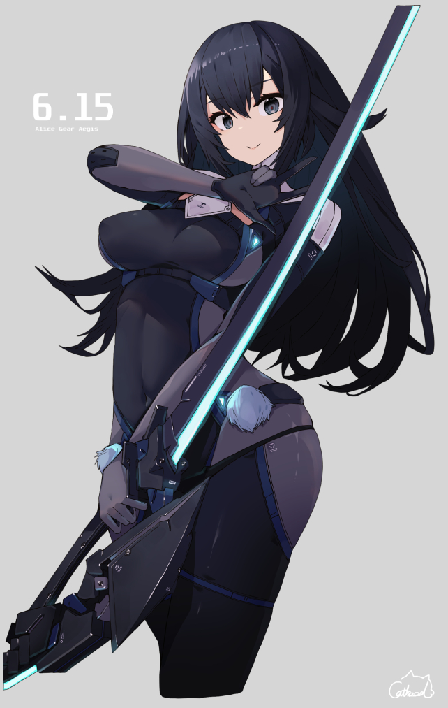 1girl, agatsuma_kei, alice_gear_aegis, black_eyes, black_hair, breasts, closed_mouth, commentary_request