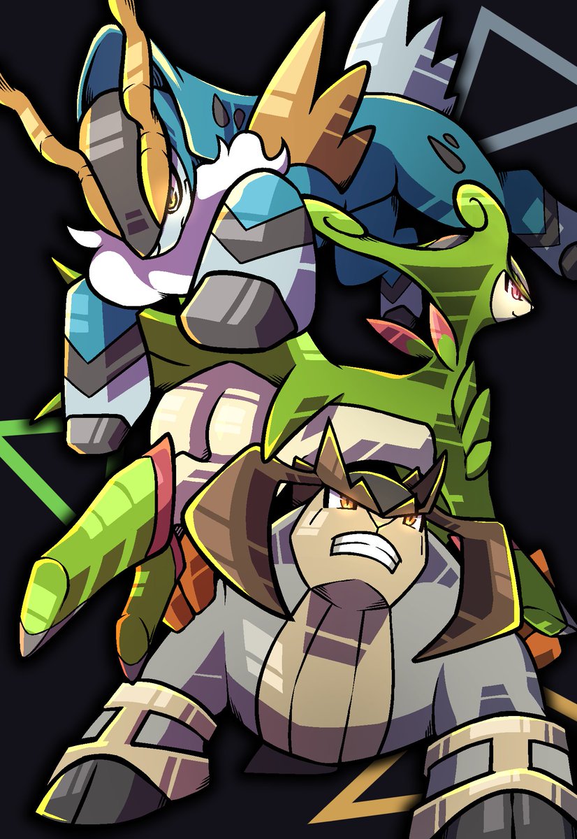 animal_focus, black_background, blue_skin, brown_eyes, closed_mouth, cobalion, colored_skin, commentary_request