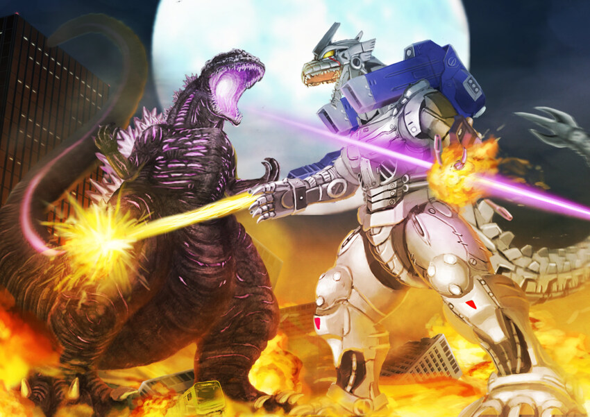 absurdly_long_tail, absurdres, ammunition_backpack, atomic_breath, back_unit, building, bus, city