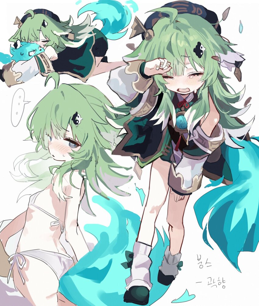 ..., 1girl, ahoge, ass, back, bare_shoulders, bikini, breasts