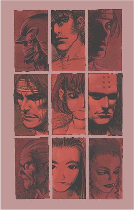 4girls, 5boys, angela_belti, annie_hamilton, atlus, bald, chart, close-up