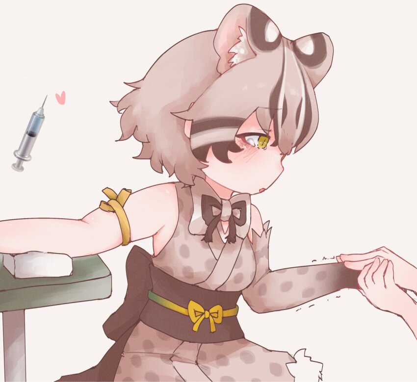 1girl, animal_ears, animal_print, back_bow, bare_shoulders, belt, bow, bowtie