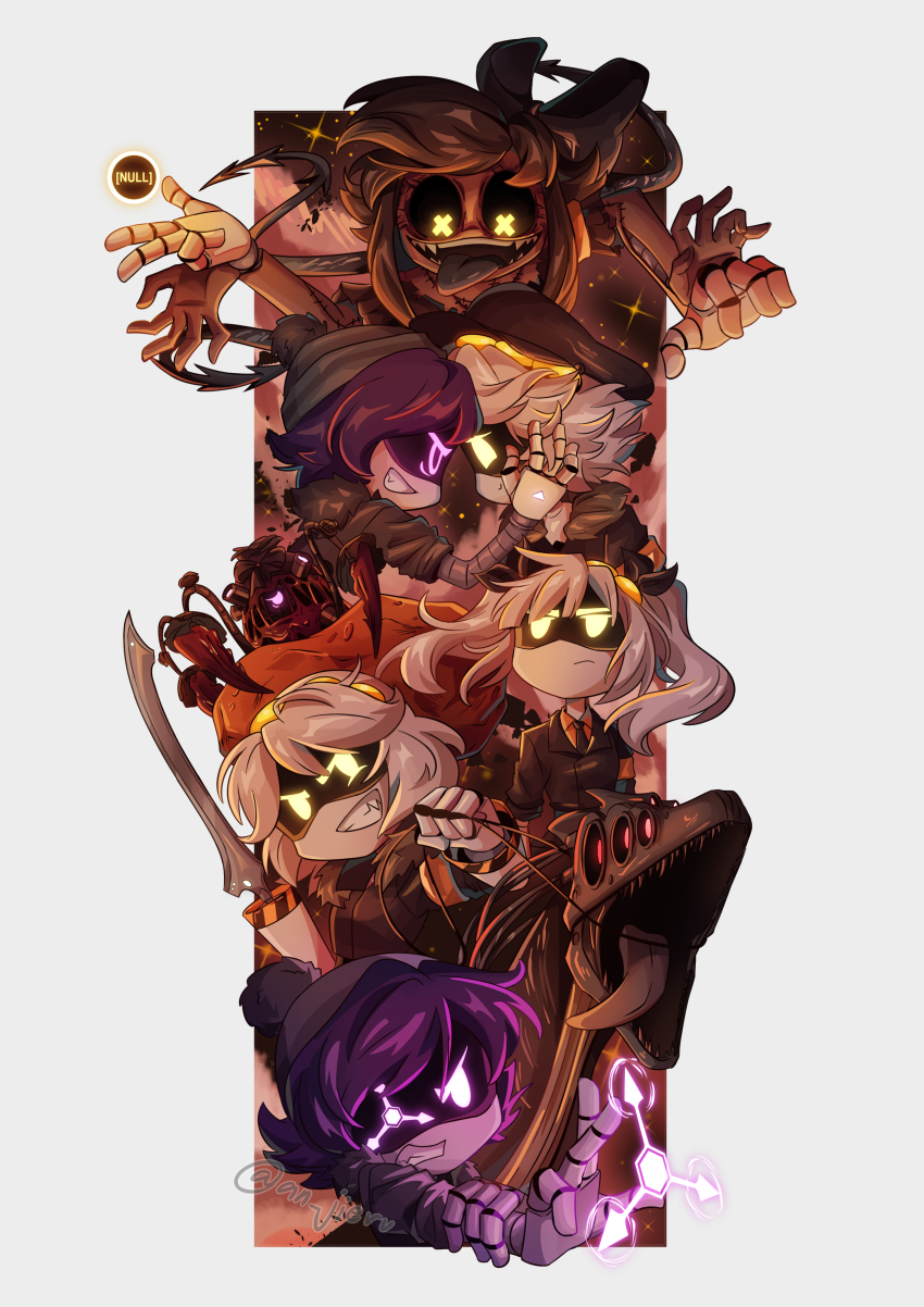 1boy, 5girls, absurdres, an_jieru, bad_link, bad_twitter_link, beanie, black_hair