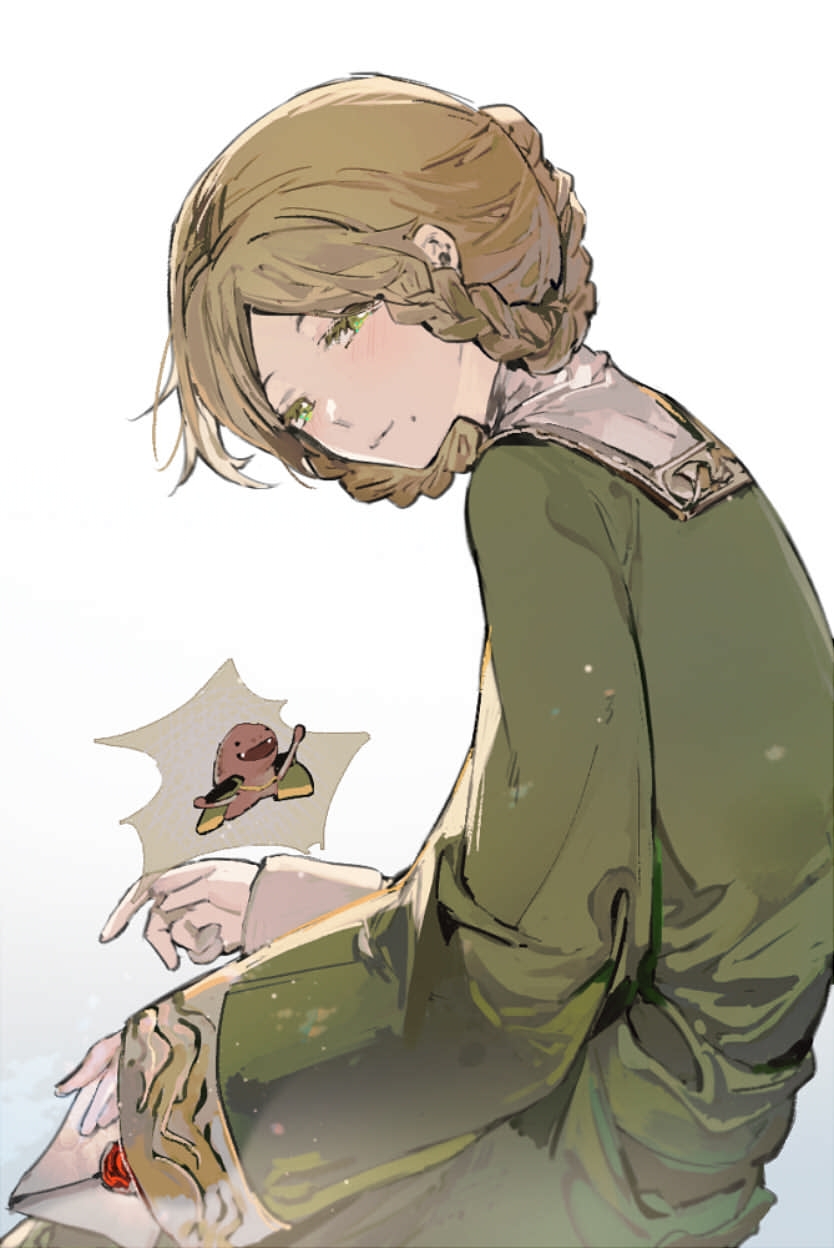 1girl, blonde_hair, braid, chinese_commentary, closed_mouth, colored_eyelashes, commentary_request, elden_ring