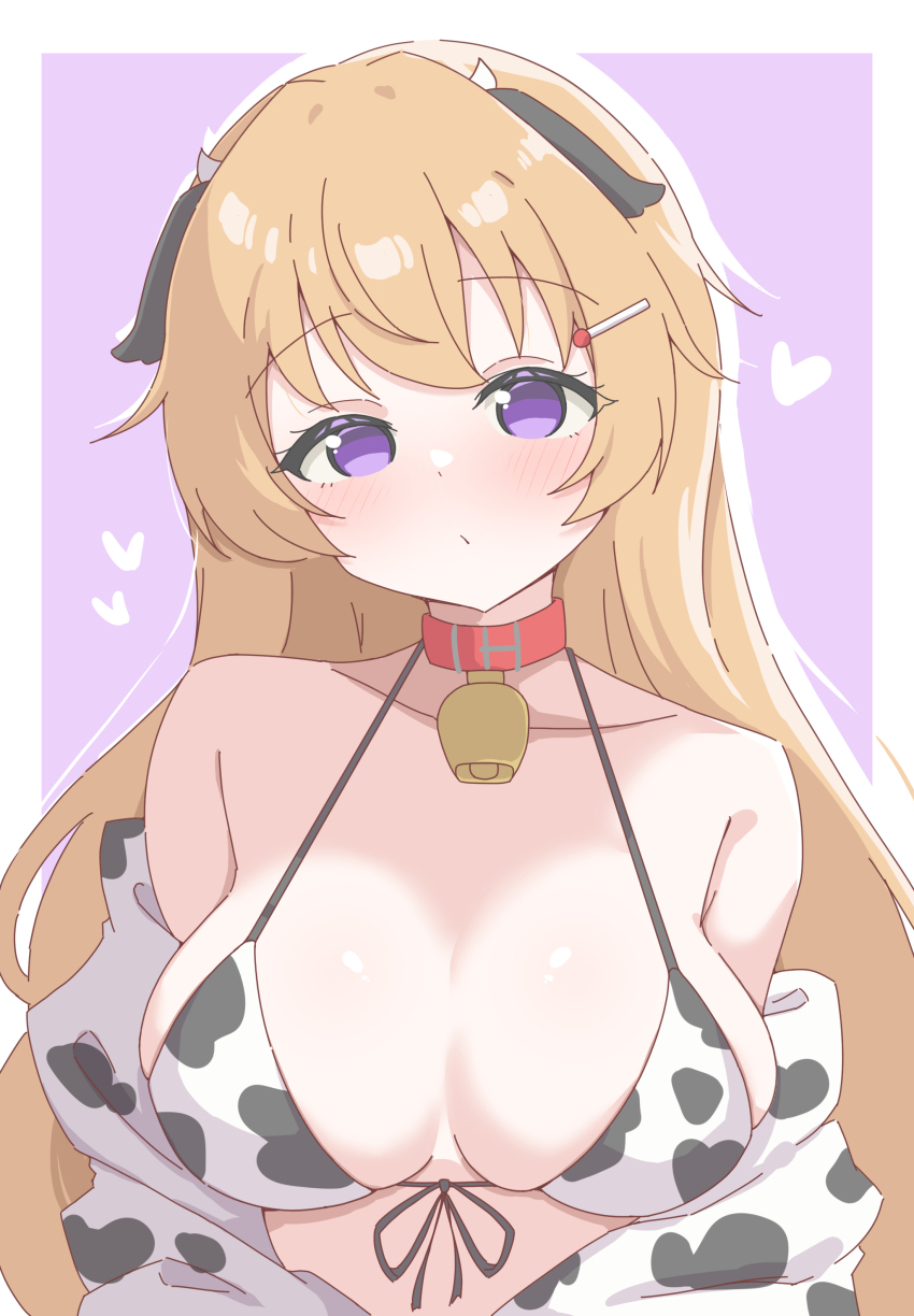 1girl, absurdres, alternate_costume, animal_ears, animal_print, bell, bikini, blush