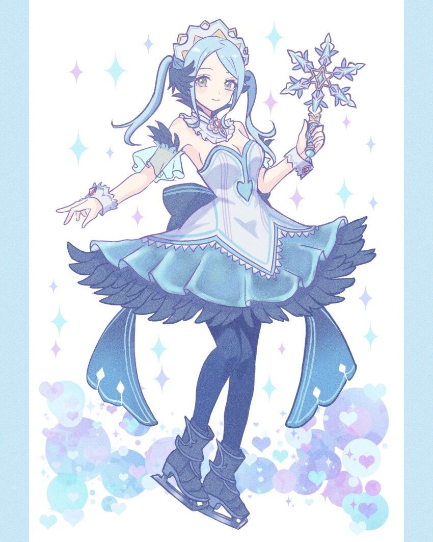 1girl, bare_shoulders, blue_hair, breasts, cleavage, dress, fire_emblem, fire_emblem_fates