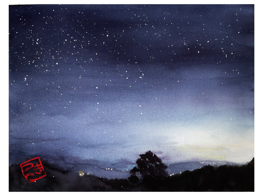 cloud, cloudy_sky, dark, fog, highres, hill, moonlight, night