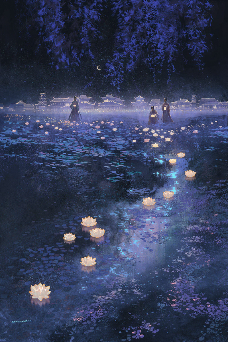 3girls, architecture, black_hair, black_sky, chinese_clothes, chinese_commentary, city, commentary_request