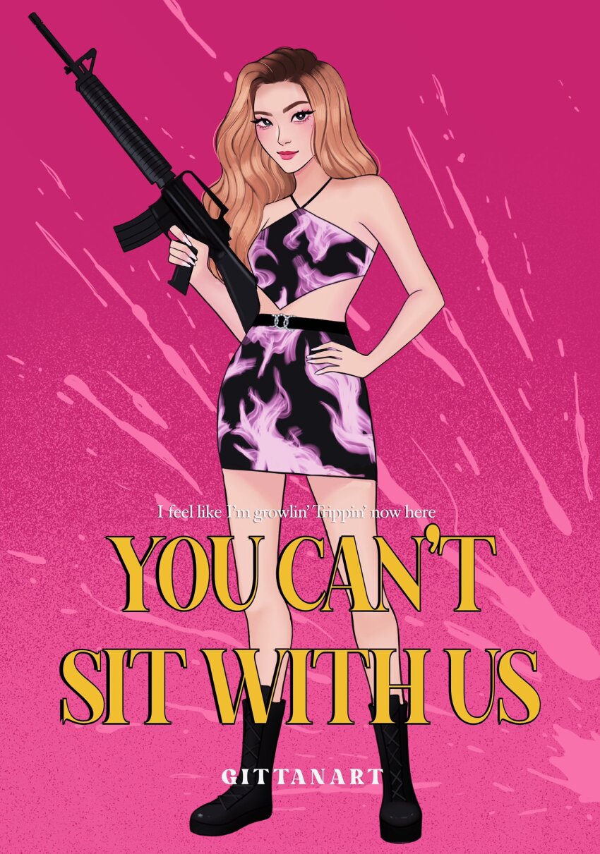 1girl, artist_name, black_boots, boots, chanel, closed_mouth, commentary, eyelashes