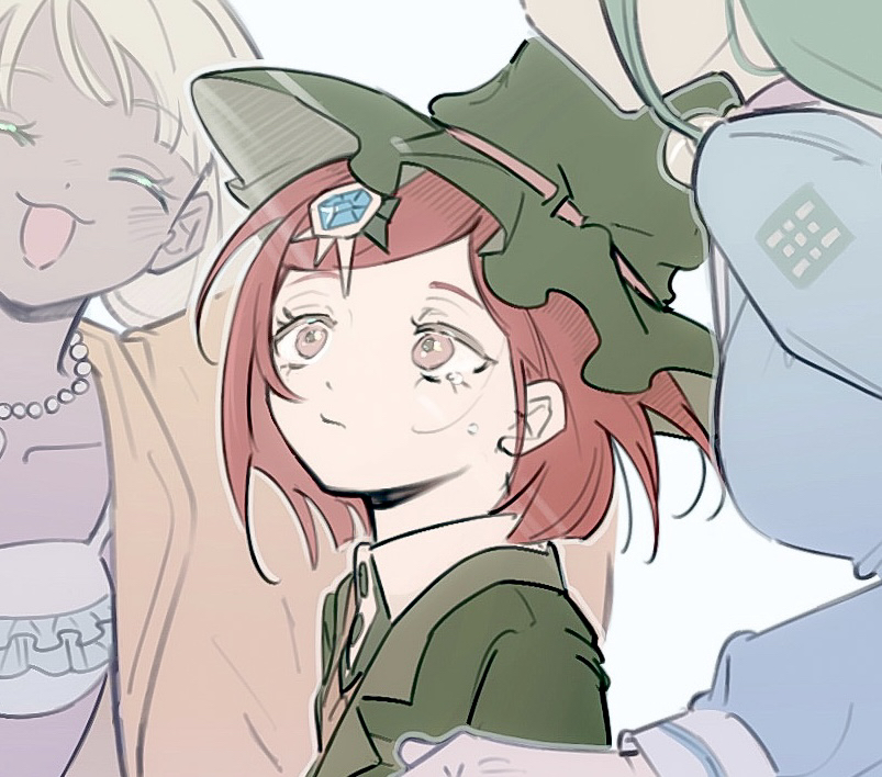 3girls, ^_^, bead_necklace, beads, bell, belt, bikini, black_hair