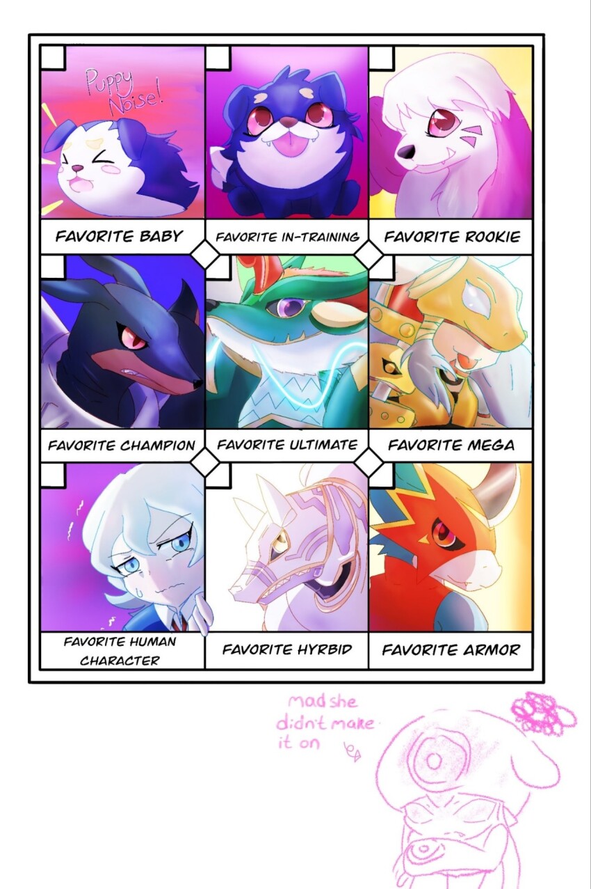 ancientgarurumon, bandaged_arm, bandages, blue_eyes, bowmon, digimon, digimon_(creature), digimon_ghost_game