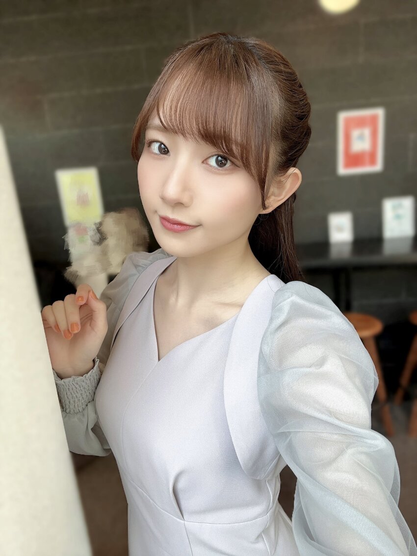 1girl, aoyama_nagisa, collarbone, dress, highres, indoors, looking_at_viewer, medium_hair