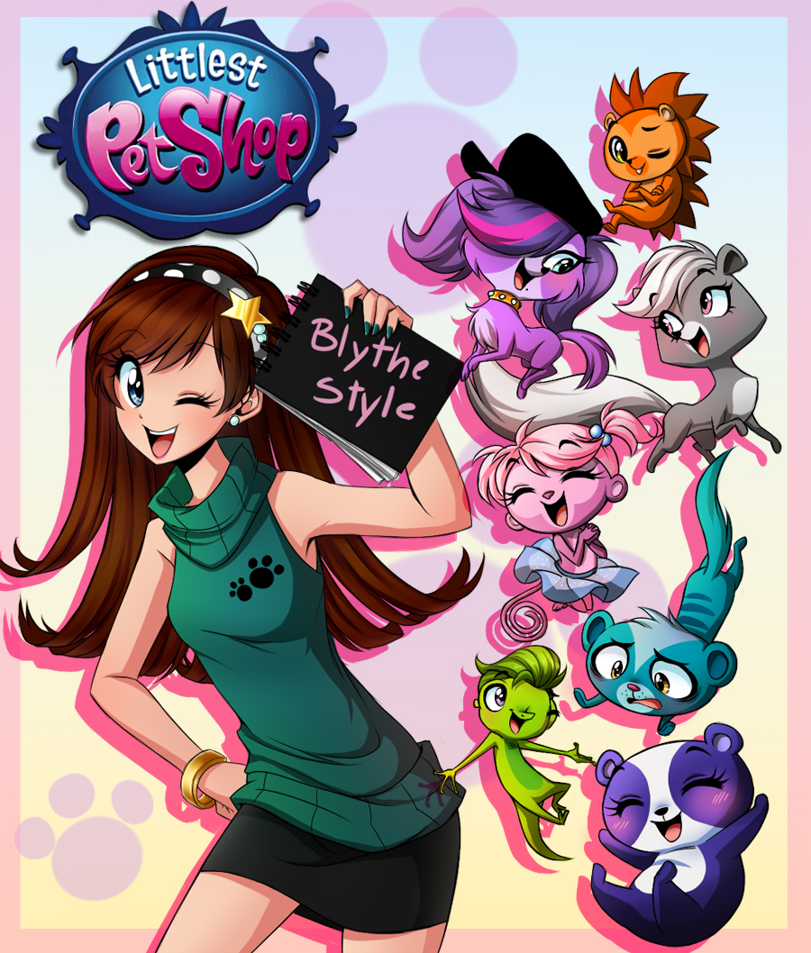 1girl, animal, animification, blue_eyes, blythe_baxter, brown_hair, clothed_animal, commentary_request