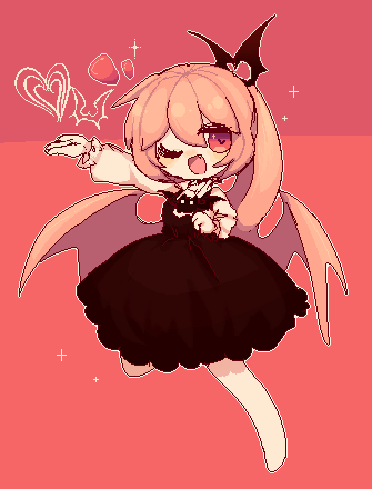 1girl, animated, animated_gif, black_dress, demon_girl, dress, funamusea, haiiro_teien