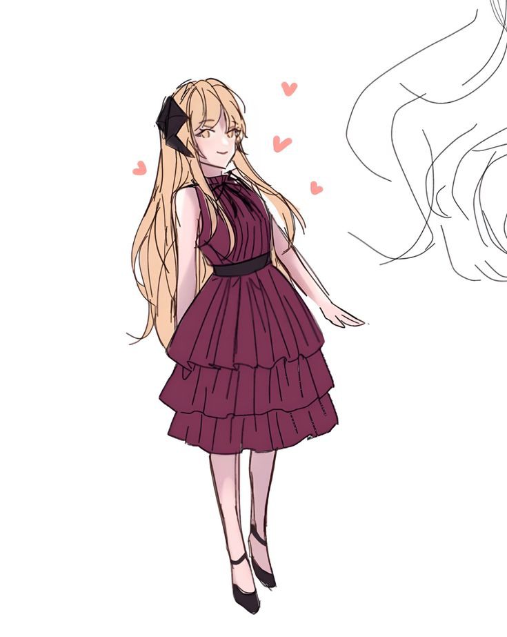 1girl, black_ribbon, blonde_hair, blush, closed_mouth, dragon_horns, dress, female_focus