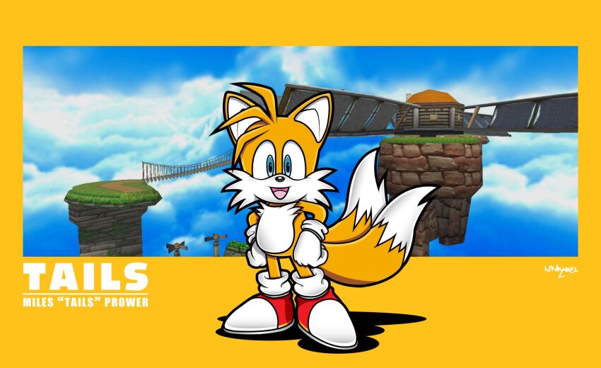 1boy, blue_eyes, fox_boy, full_body, game_screenshot_inset, gloves, hands_on_own_hips, highres