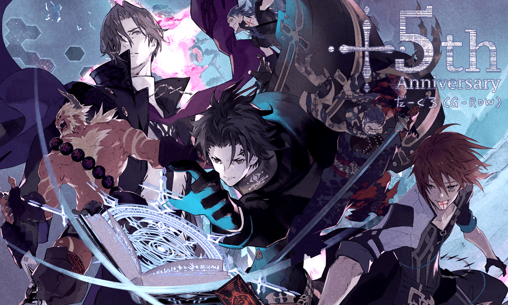 6+boys, black_eyes, black_gloves, black_hair, blonde_hair, book, brown_hair, closed_mouth, da-kuro, drei_(ta_ga_tame_no_alchemist), gloves, grey_eyes, grey_hair, holding, holding_book, holding_sword, holding_weapon, katana, magic_circle, multiple_boys, neun_(ta_ga_tame_no_alchemist), official_art, open_book, open_mouth, parted_bangs, sleeves_rolled_up, sol_(ta_ga_tame_no_alchemist), sword, ta_ga_tame_no_alchemist, teeth, tongue, tongue_out, topless_male, upper_teeth_only, weapon, zehn_(ta_ga_tame_no_alchemist)