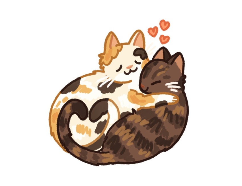 animal, animal_focus, calico_(pattern), calico_cat, camilicy, cat, closed_eyes, commentary