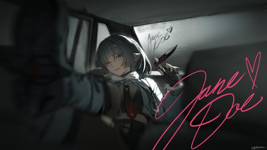 1girl, absurdres, animal_ears, artist_name, black_gloves, black_hair, black_shorts, blurry