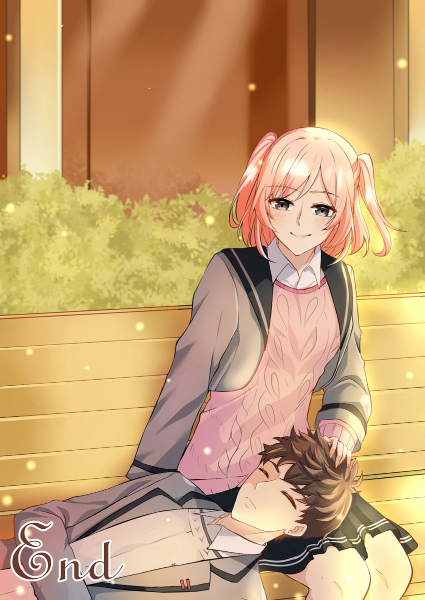 absurdres, black_hair, blush, breasts, brown_hair, fudou_ryuusei, grey_eyes, gundam