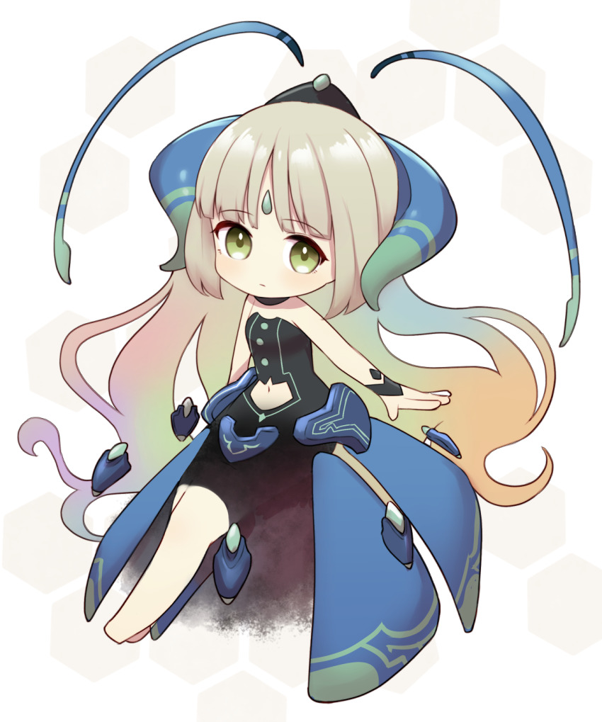 1girl, antennae, atelier_(series), atelier_escha_&amp;_logy, bare_shoulders, barefoot, black_dress, blonde_hair