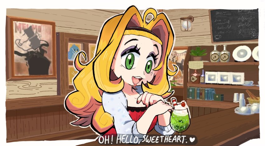 1girl, 2024, ahoge, apron, arms_up, bird, bokujou_monogatari, bokujou_monogatari:_wonderful_life