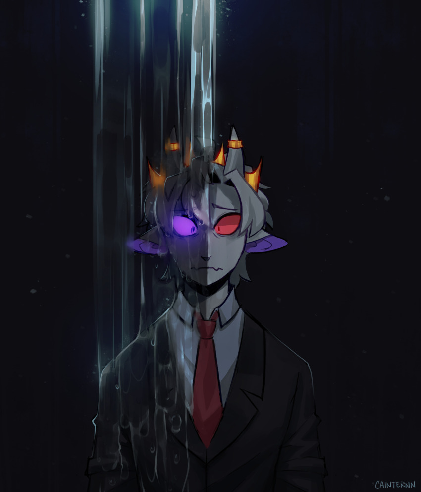 1other, absurdres, alternate_eye_color, black_hair, black_skin, cainternn, colored_skin, commentary