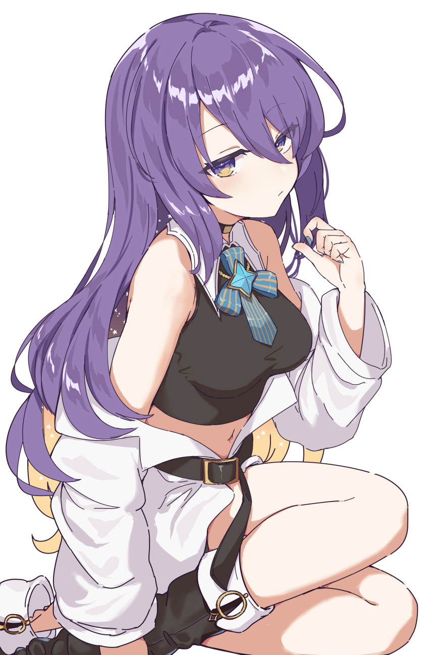 1girl, absurdres, blonde_hair, breasts, choker, colored_inner_hair, crop_top, eternaltanbo