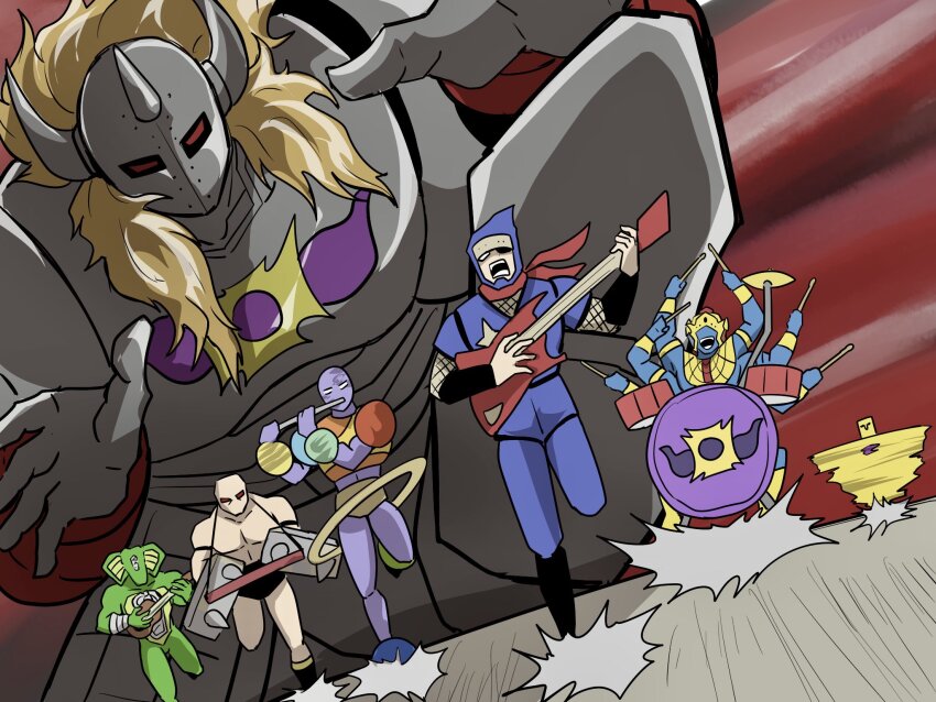 6+boys, abs, akuma_shogun, animal_ears, armlet, armor, ashuraman, biceps