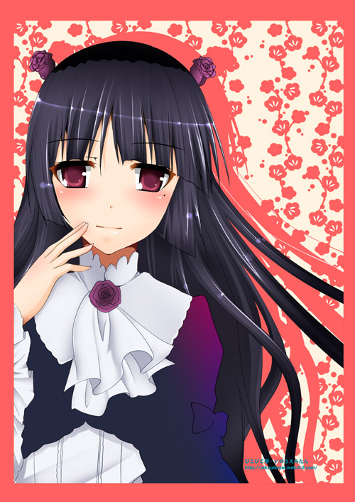 1girl, black_hair, dress, female_focus, gokou_ruri, gothic_lolita, inoue_mitan, lolita_fashion