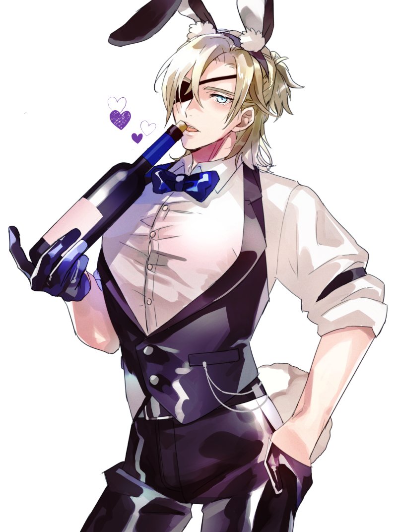 1boy, 33_gmk, animal_ear_fluff, animal_ears, arm_belt, belt, black_belt, black_gloves