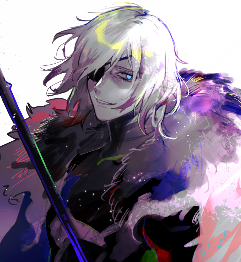 1boy, 33_gmk, armor, black_armor, blonde_hair, blue_eyes, blue_fur, breastplate