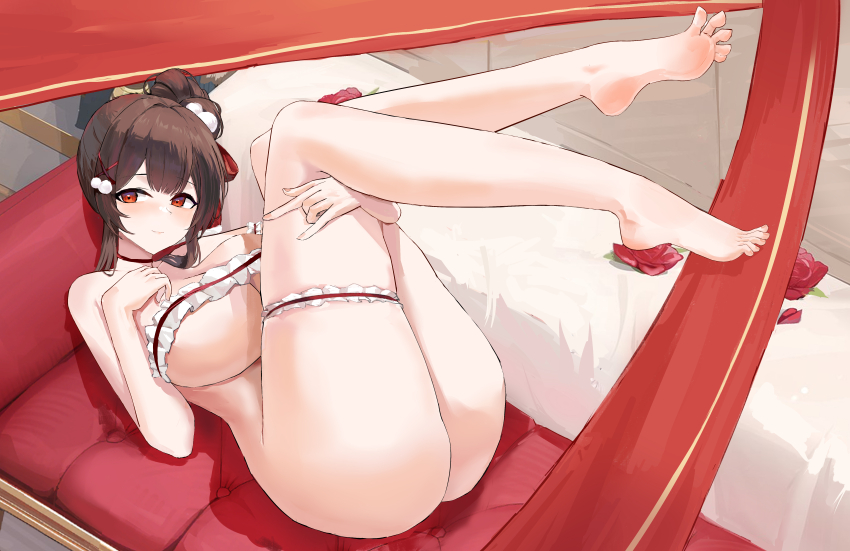 1girl, absurdres, ass, ayase_(a_glimpse_of_the_moon_rabbit)_(azur_lane), ayase_(azur_lane), azur_lane, barefoot, breasts