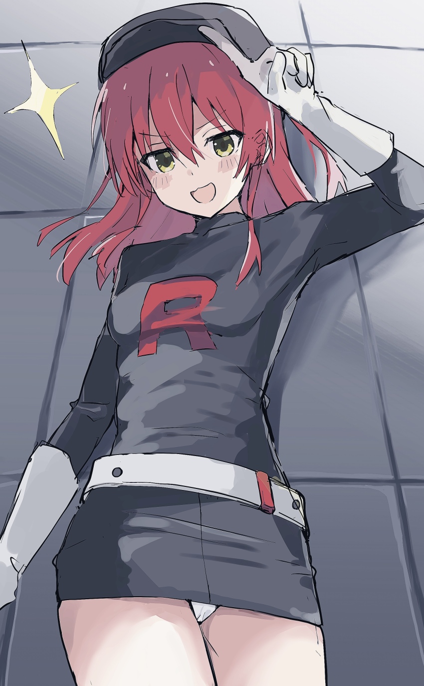 1girl, absurdres, as_buppa, belt, black_hat, black_shirt, black_skirt, bocchi_the_rock!