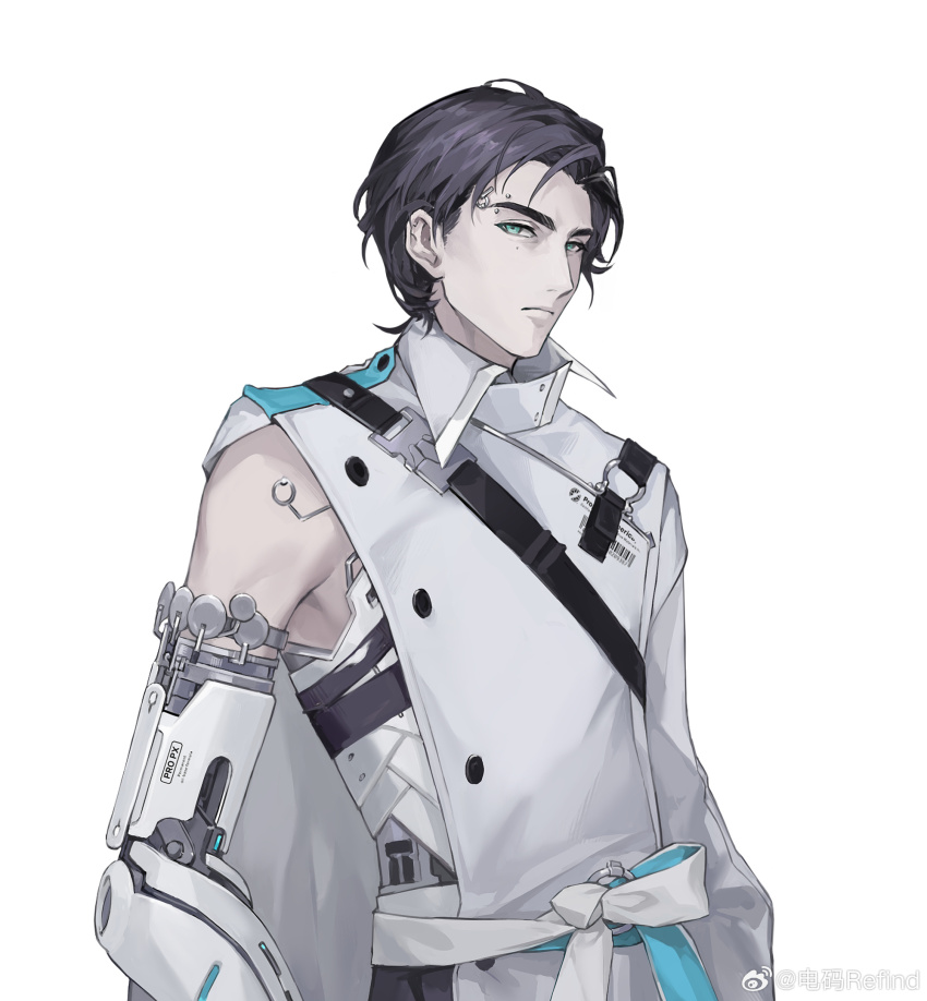 1boy, belt, black_belt, black_hair, character_request, closed_mouth, coat, dianma_refind