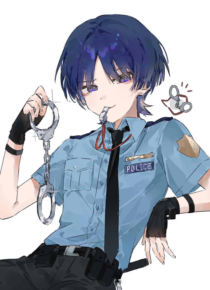 1boy, alternate_costume, artist_request, belt, black_belt, black_gloves, black_necktie, black_pants