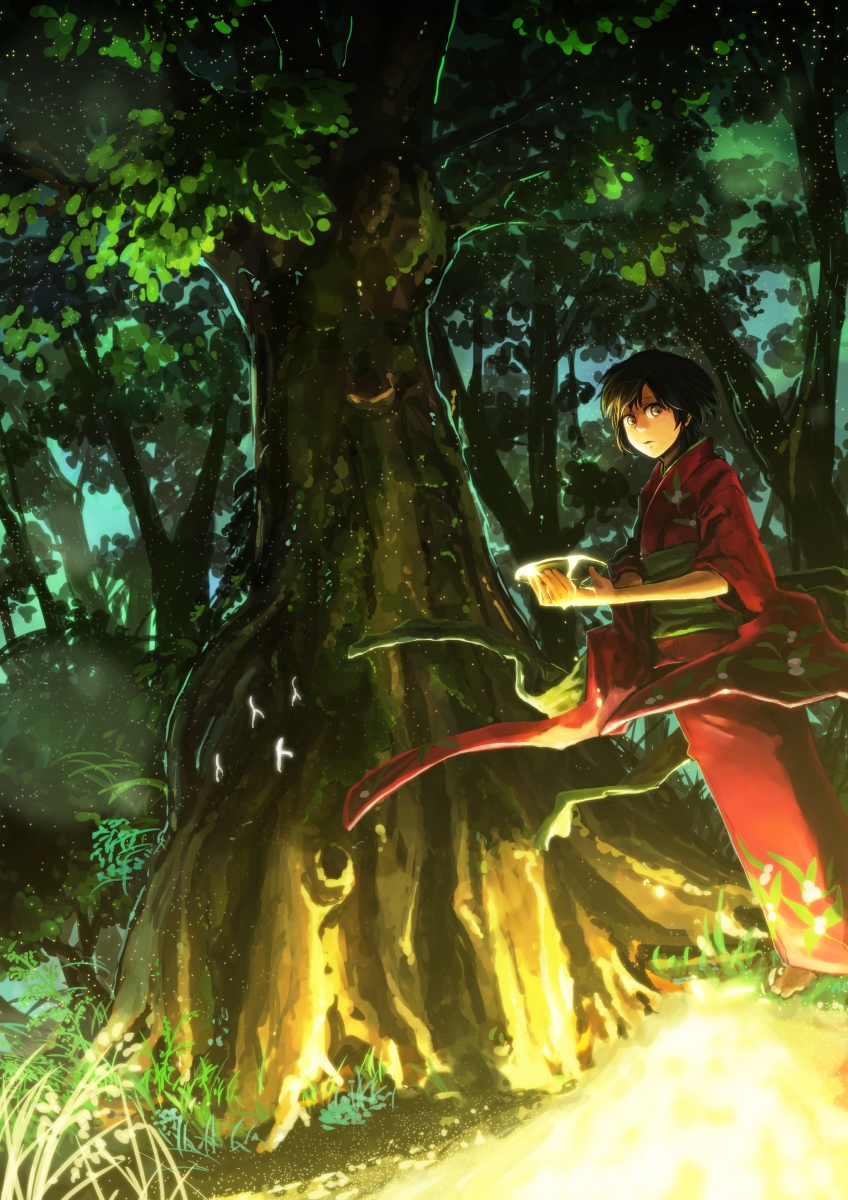 1girl, barefoot, brown_eyes, brown_hair, cup, female_focus, highres, holysnow