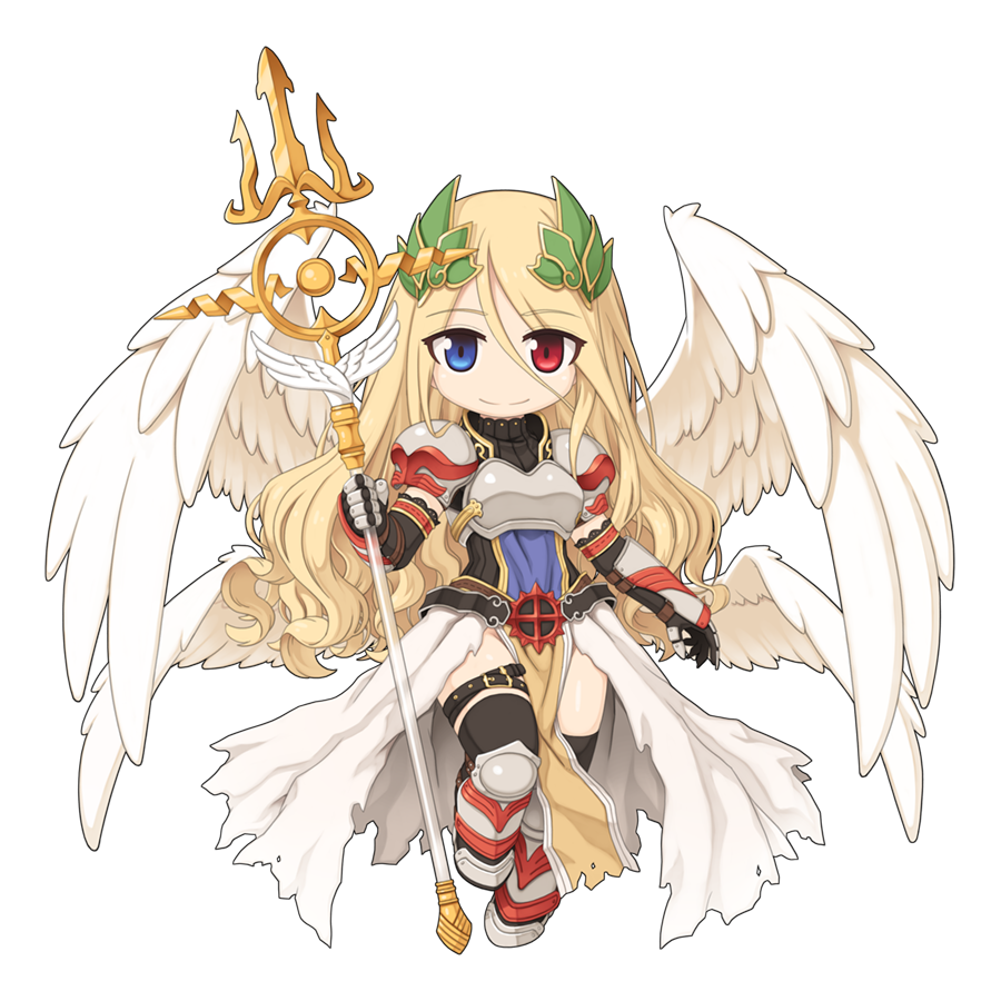 1girl, angel, angel_wings, armor, armored_boots, black_gloves, black_shirt, black_thighhighs