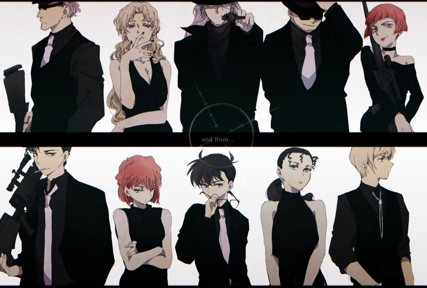 4girls, 6+boys, absurdres, aiming, aiming_at_viewer, akai_shuuichi, amuro_tooru, black_hat