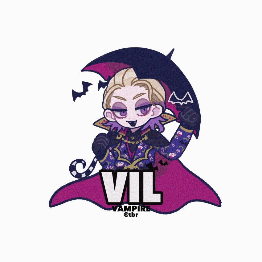 1boy, bat_(animal), blonde_hair, coat, commentary, english_commentary, fangs, halloween