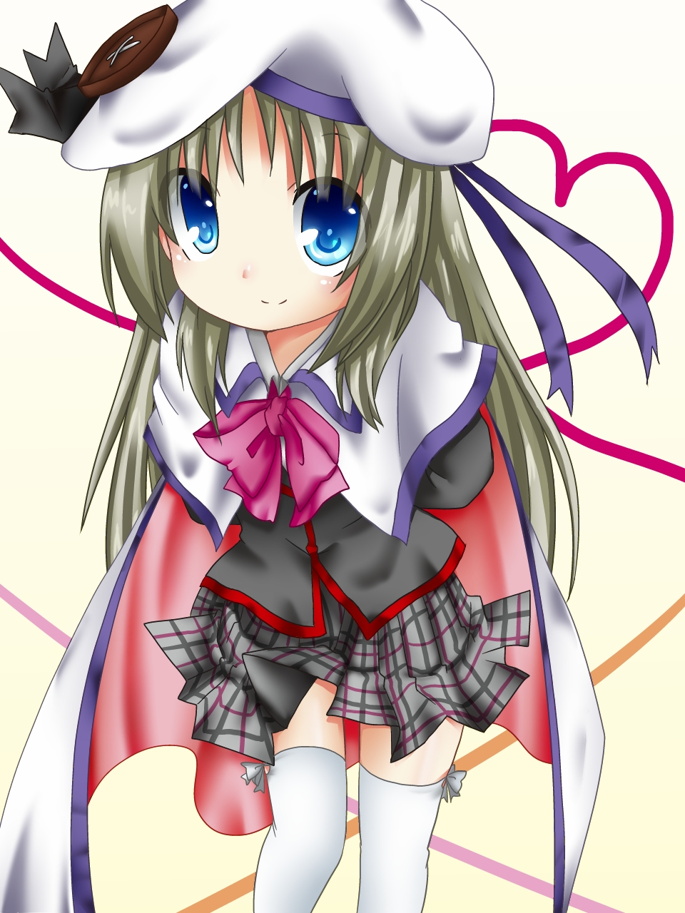 1girl, blue_eyes, bow, cape, female_focus, hat, highres, juujiro_eru