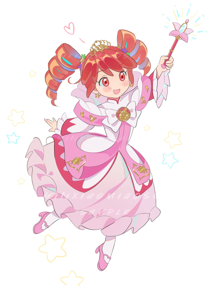 1girl, :d, absurdres, bilibili_2437237, blush, dress, drill_hair, fine_(futagohime)