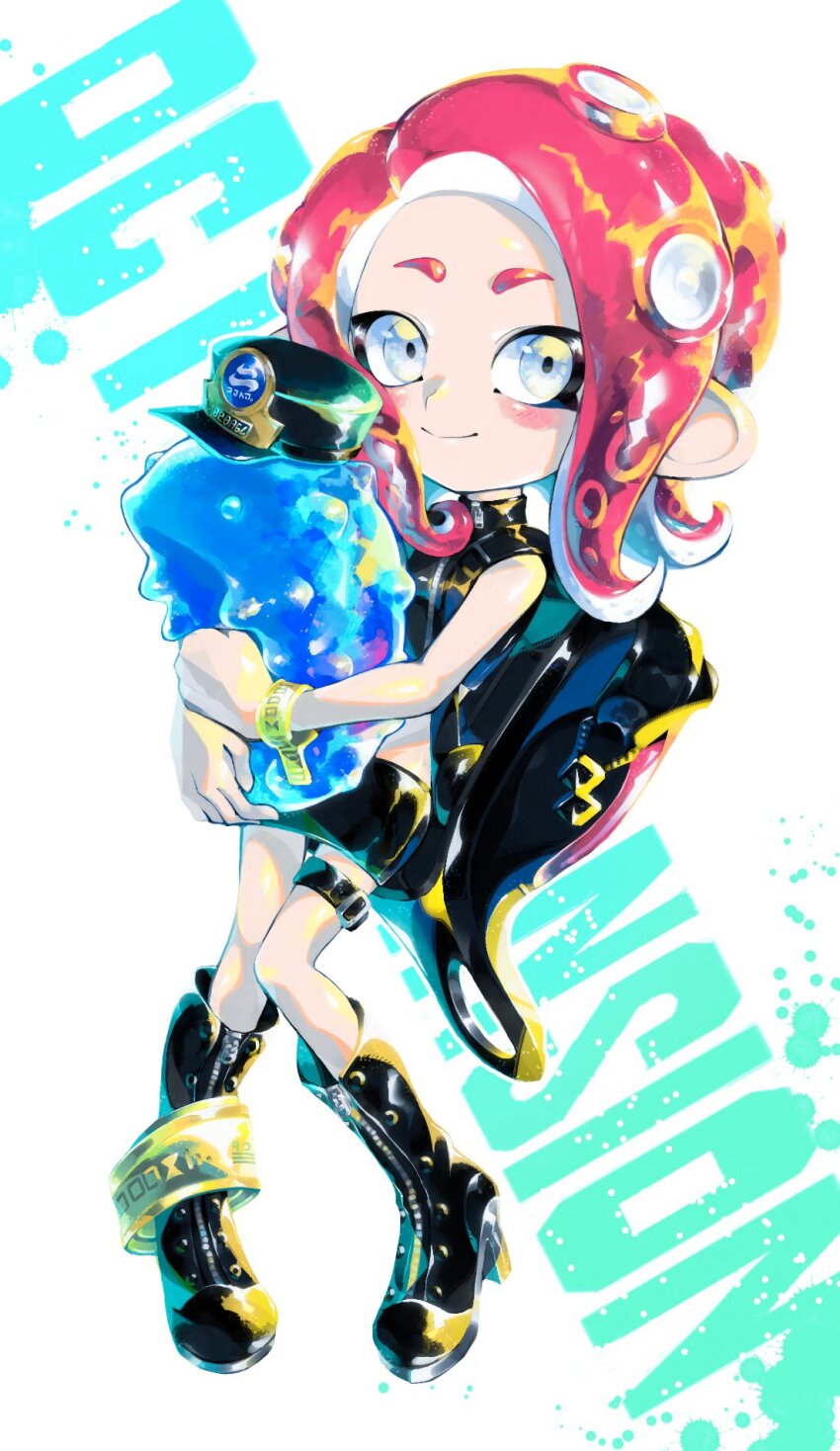 1girl, agent_8_(splatoon), anklet, aramaki_spla, backpack, bag, belt, belt_buckle