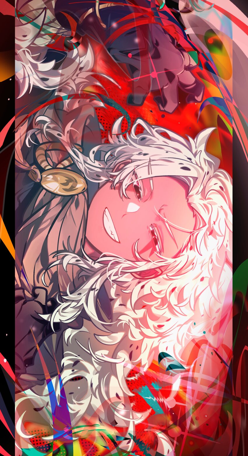 1other, absurdres, adjusting_clothes, black_eyes, black_gloves, black_shirt, bright_pupils, cape