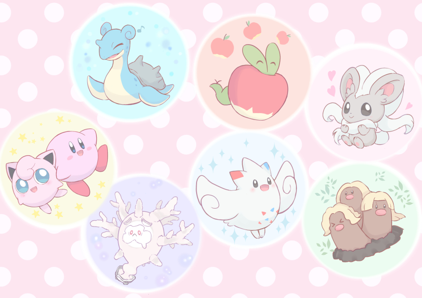 >_<, 025sakura393, :d, alolan_dugtrio, alolan_form, applin, blush_stickers, bright_pupils