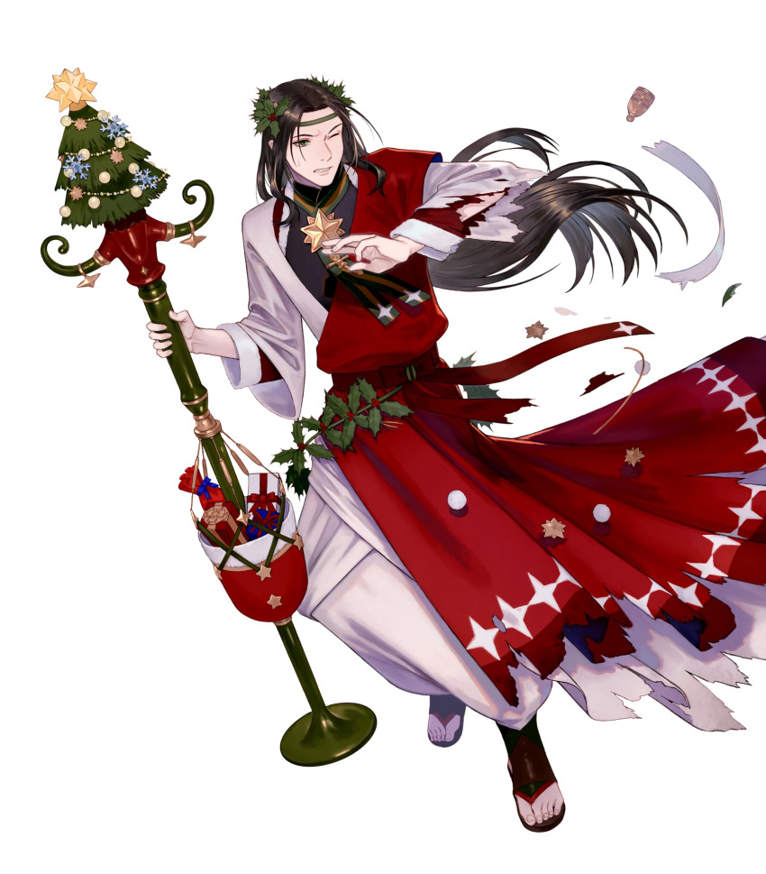 1boy, black_hair, christmas_present, fire_emblem, fire_emblem:_path_of_radiance, fire_emblem_heroes, full_body, gift