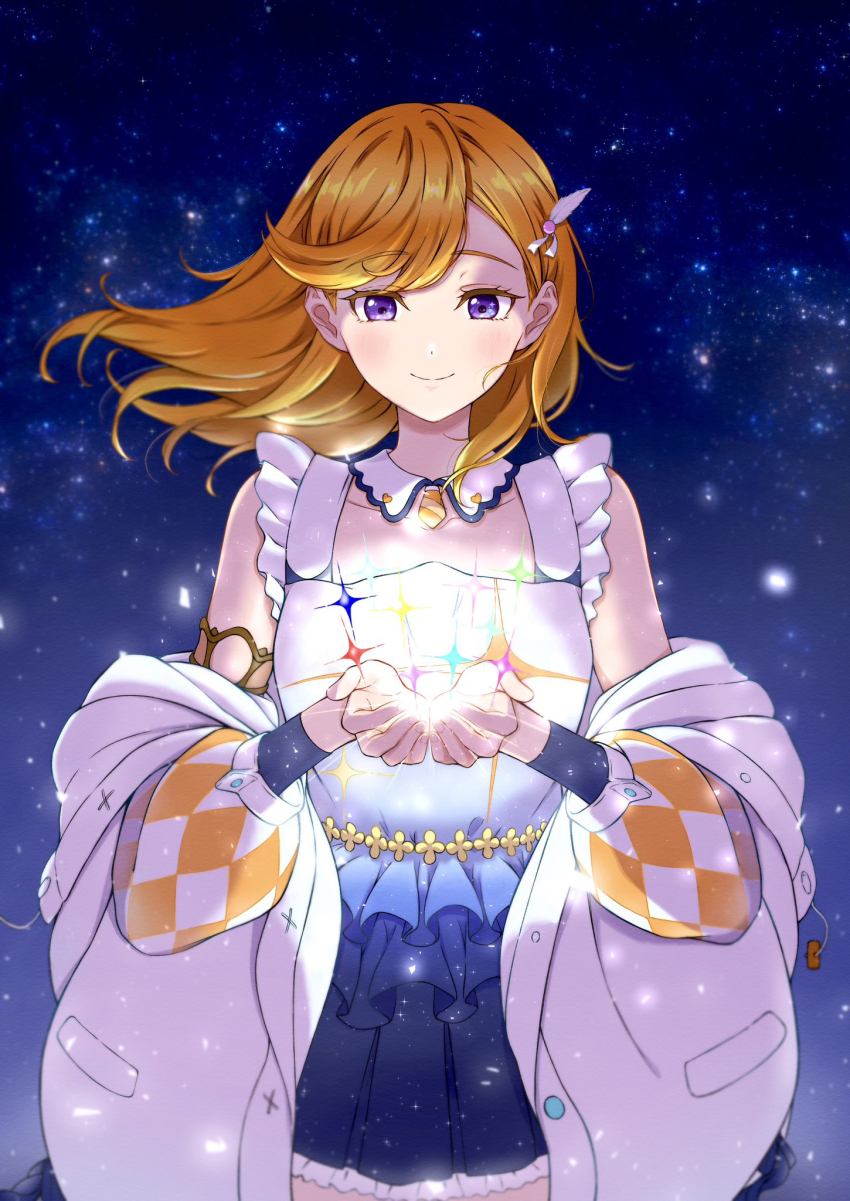 1girl, brown_hair, enpara_chiba, highres, jacket, long_hair, looking_at_viewer, love_live!