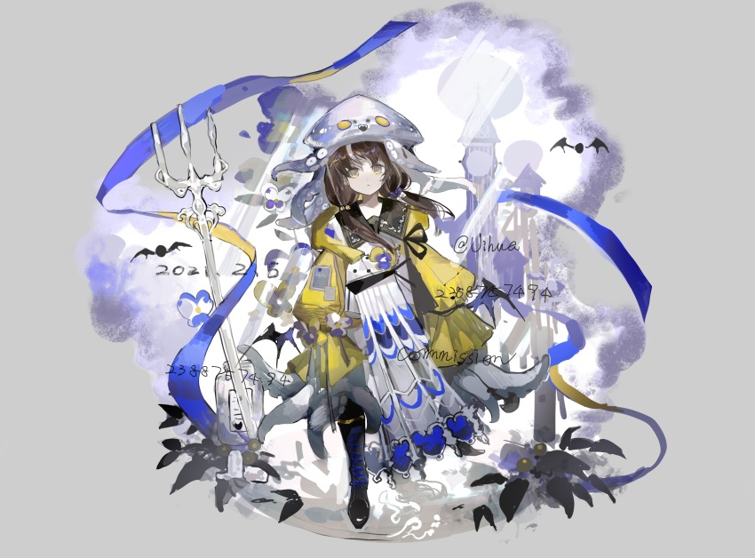 1girl, absurdres, black_boots, boots, brown_hair, chinese_commentary, closed_mouth, coat