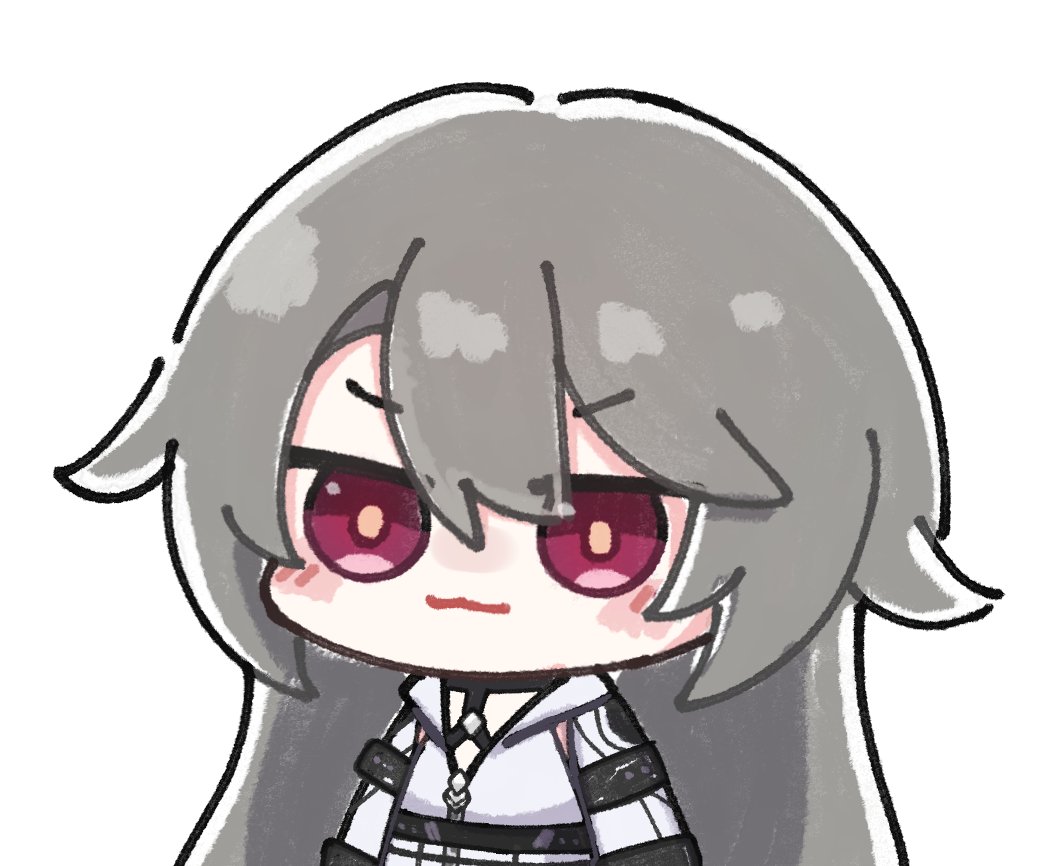 1girl, :3, belt, blush, bodysuit, chibi, choker, grey_hair