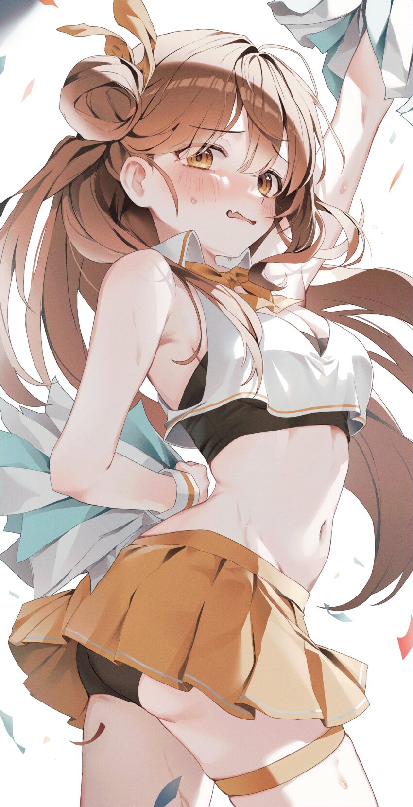 1girl, absurdres, alternate_costume, arm_behind_back, arm_up, armpit_crease, ass, bare_arms